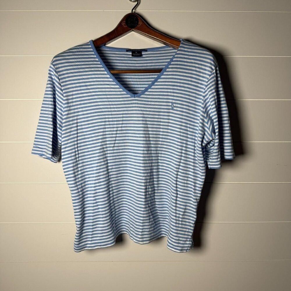Ralph Lauren Sport Women’s Stripe Blue & White Shirt XL